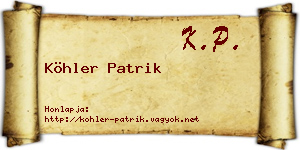 Köhler Patrik névjegykártya